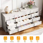 12 Drawers Dresser for Bedroom Wooden, Modern Wide TV Stand Dressers for 65 Inch TV, Wood Chest of Drawers, Farmhouse Clothes Storage for Living Room