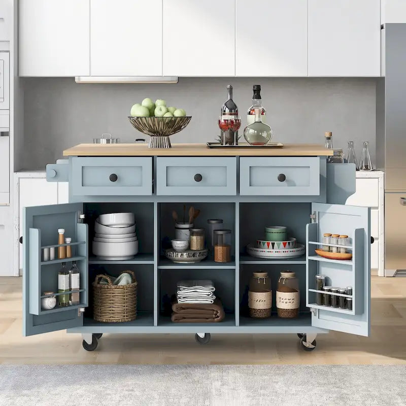 Portable Rolling Kitchen Island Cart with Storage