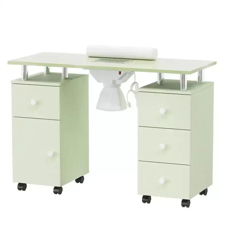 42.5 in. White MDF 3-Drawer Manicure Table Nail Desk with Storage, Doors, Electric Dust Collector