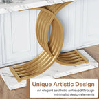 Black/ Gold Modern Sofa Table with Faux Marble Tabletop, 39 Inches Wood Foyer Table with Geometric Metal Legs for Entryway