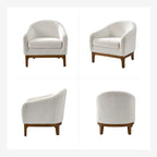 Augus Modern Boucle Accent Barrel Chair with Solid Wood Legs by HULALA HOME