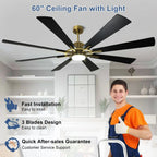Remote Ceiling fan with Lights Large 8 Wooden Blades