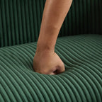 Corduroy Fabric Upholstered 2-Seat Sofa with Wooden Walnut Legs
