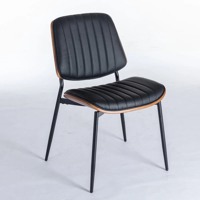 2PCS Faux Leather Chair with Metal Legs