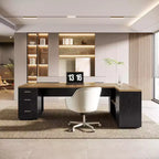 Lantine 85.8 L-Shaped Executive Desk, Extra Large Office Computer Desk with File Drawers for Home Office