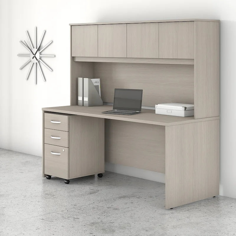 72 Office Desk with Hutch & 3-Drawer Mobile File Cabinet