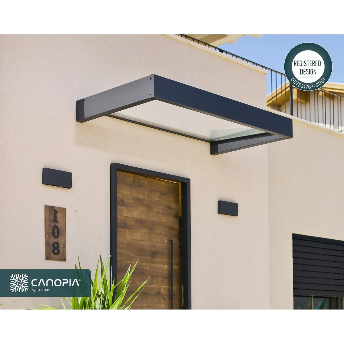 Sophia 3 ft. Grey Clear Door and Window Awning