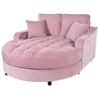 Chenille Chaise Lounge Sofa Bed, Upholstered Sofa Couch with Tufted Backrest and 2 Detachable Pillows for Living Room