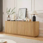 JVNOXK Sideboard Storage Cabinet TV Stand with wave pattern Buffet Cabinet Wooden Vertical Striped Cabinet for Kitchen/Bedroom/Entryway. Natural