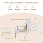 Folding Sofa Bed 3-in-1 Convertible Chair - 5-Position Adjustable Backrest with Pillow, Space-Saving Sleeper for Living Room, Bedroom & Office (White)