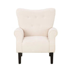 Erommy Modern Accent Chair, High Back Armchair, Upholstered Fabric Button Single Sofa with Wooden Legs for Living Room