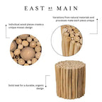 East at Main Prelude Round Accent Table Tan: Teak Construction, No Assembly, Indoor/Outdoor Use