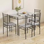 Dyonery Rectangular Dining Table Set for 4,5-Piece Kitchen Table and 4 Chairs,Dining Room Table Set,Space-Saving Kitchen Table Set for Small Space