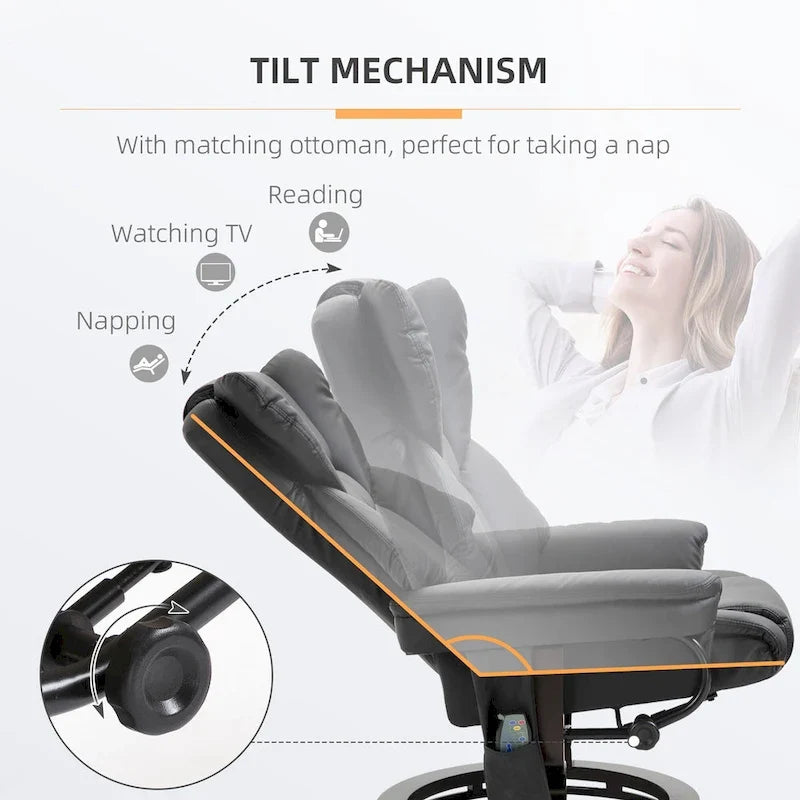 HOMCOM Massage Recliner Chair with Ottoman Footrest