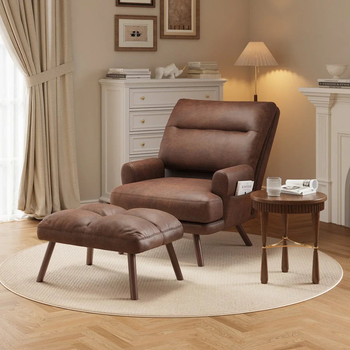 OVIOS Ajustable Recliner Chair with Ottoman