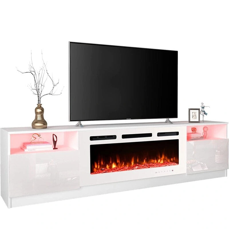 36 Electric Fireplace TV Stand, Entertainment Center & TV Console for TVs up to 80, Modern Fireplace Heater for Living Room