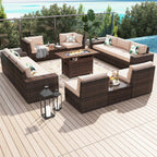 13 Pieces Patio Furniture Set with 44Fire Pit Table