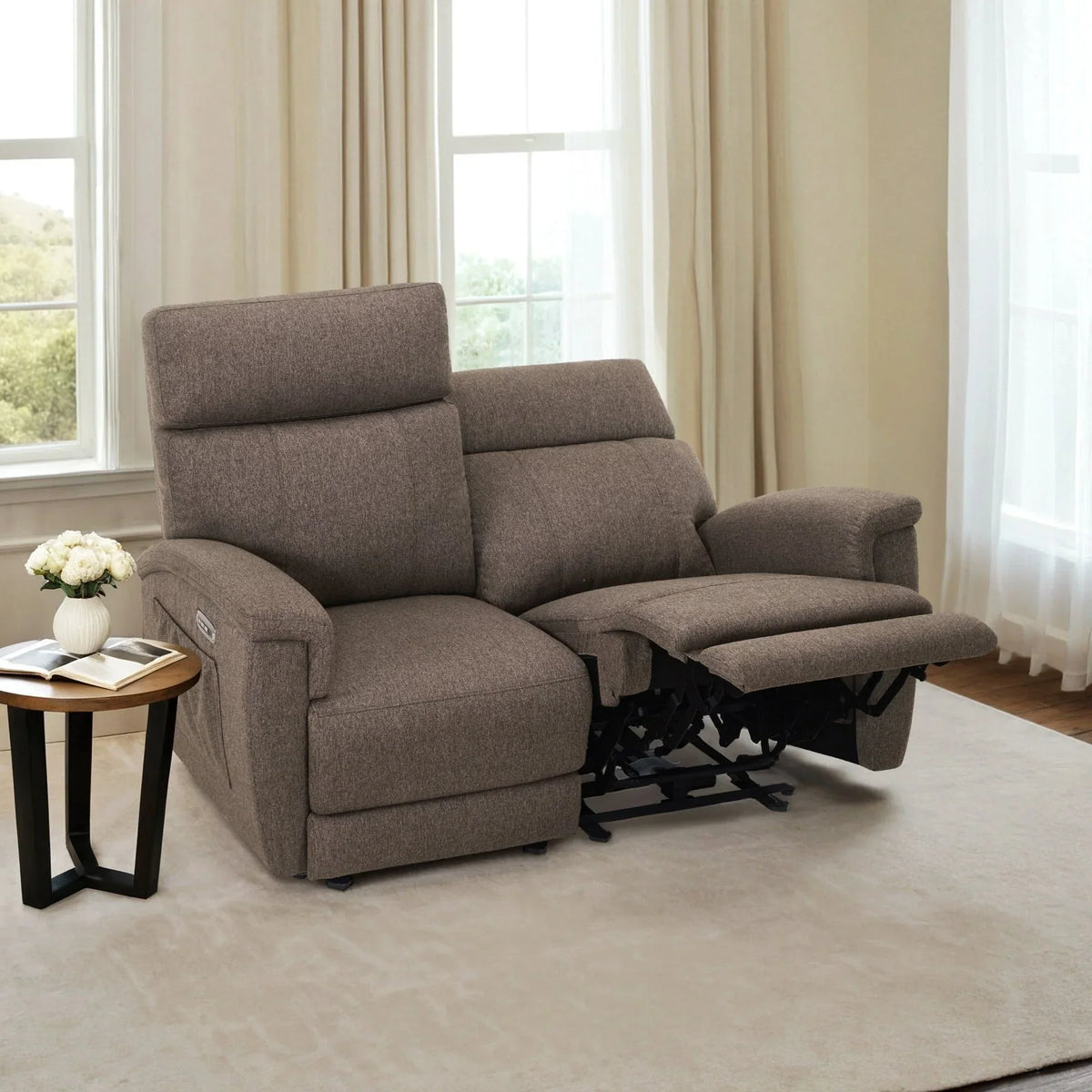 MCombo 60.2 Power Loveseat Recliner Sofa with Massage and Dual Heating, Adjustable Headrest, USB & Type C Port, Fabric