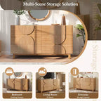 6-Drawer Modern Geometric Dresser, Half-Circle Accent Wide Storage Chest for Bedroom & Living Room