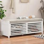 43.30 Solid Wood Storage Bench with Contemporary Distressed Blinds