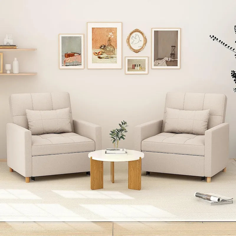 AECOJOY 3 in 1 Sleeper Sofa Chair w/ Pillow &Convertible Backrest