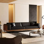 98.42 Contemporary Leather Sofa Couch with Solid Wood Frame, Metal Legs and 3 Accent Pillows