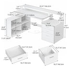 65 L-Shaped Corner Desk with RGB LED, Monitor Stand & Storage Cabinet â€?1-Person | White / Oak / Charcoal Grey / Black