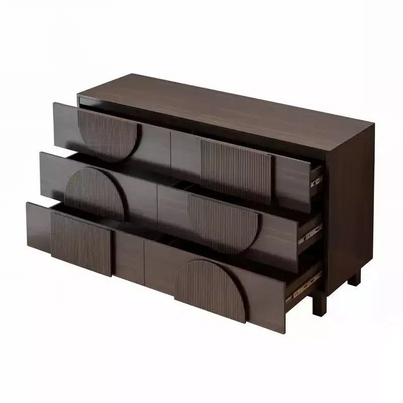 6-Drawer Modern Geometric Dresser, Half-Circle Accent Wide Storage Chest for Bedroom & Living Room
