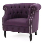 Contemporary Tufted Upholstered Club Chair with Nailhead Trim