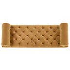 Modern End of Bed Bench for Bedroom, Velvet Upholstered Window Bench with 2 Detachable Pillows for Living Room or Entryway-Panipeachy