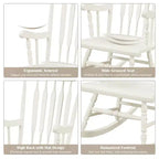 Costway Set of 2 Wood Rocking Chair Glossy Finish White\ Coffe