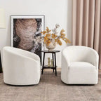 KINWELL 32 W Boucle Upholstered Swivel Barrel Armchair (Set of 2)