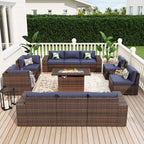 13 Pieces Patio Furniture Set with 44Fire Pit Table