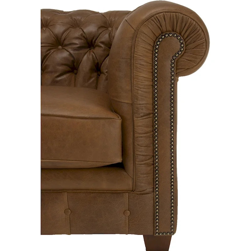 Hancock Tufted Top Grain Italian Leather Chesterfield Sofa - 31 H x 86 W x 40 D