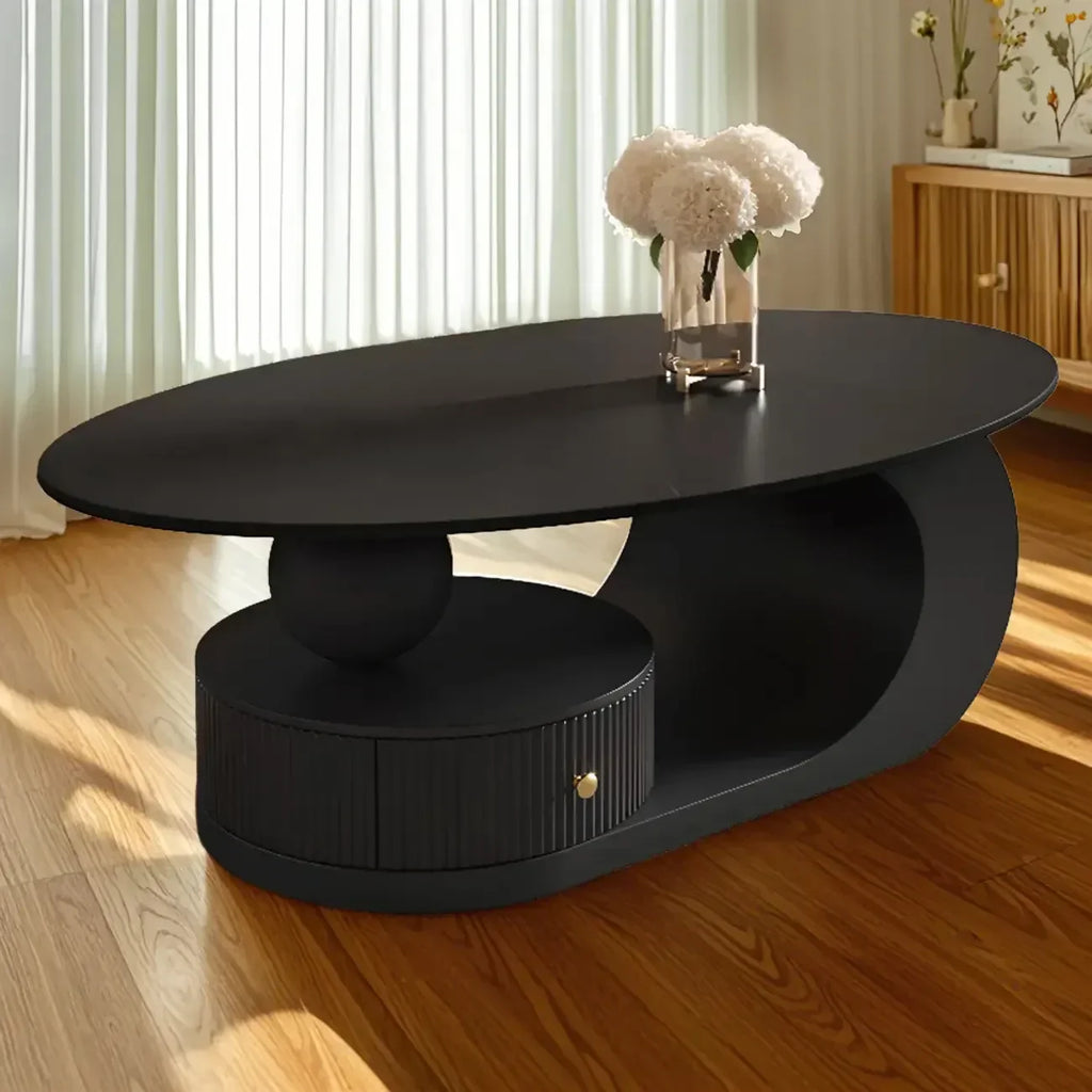 Modern White Stone Top Coffee Table with Scratch Resistant