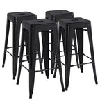 Yaheetech Set of 4 Metal Backless Counter Height Bar Stools Stackable Chairs