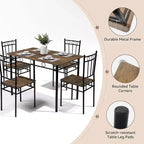 Dyonery Rectangular Dining Table Set for 4,5-Piece Kitchen Table and 4 Chairs,Dining Room Table Set,Space-Saving Kitchen Table Set for Small Space