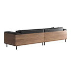 98.42 Contemporary Leather Sofa Couch with Solid Wood Frame, Metal Legs and 3 Accent Pillows