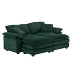 Modern 2-Seater Corduroy Sofa with 4 Support Pillows and 2 Ottomans