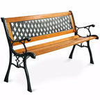Costway 49 1/2 Patio Park Garden Bench Porch Path Chair Outdoor Deck Cast Iron Hardwood