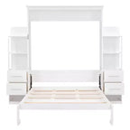 Luxystar Queen Murphy Bed with Storage Shelves, 4 Drawers and Lights