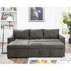 Convertible Reversible Sectional Sofa with Pull-Out Sleeper Bed, Hidden Storage Chaise, and Durable Legs
