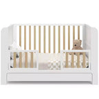 4-in-1 Convertible Crib with Drawer & Detachable Bookshelves, Adjustable Mattress Base