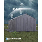 12x25FT Fully Enclosed Metal Carport with Vertical Roof and Steel Frame
