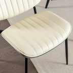 2PCS Faux Leather Chair with Metal Legs