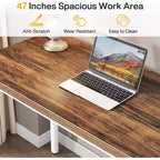 Lantine Computer Desk with 5 Drawers, 47 inches Modern Simple Home Office Desk Study Writing Table for Small Spaces