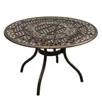 5pc Patio Dining Set, 48 Traditional Mesh Lattice Aluminum Round Table, UV-Resistant Bronze Finish - Oakland Living: Outdoor Seating for Four