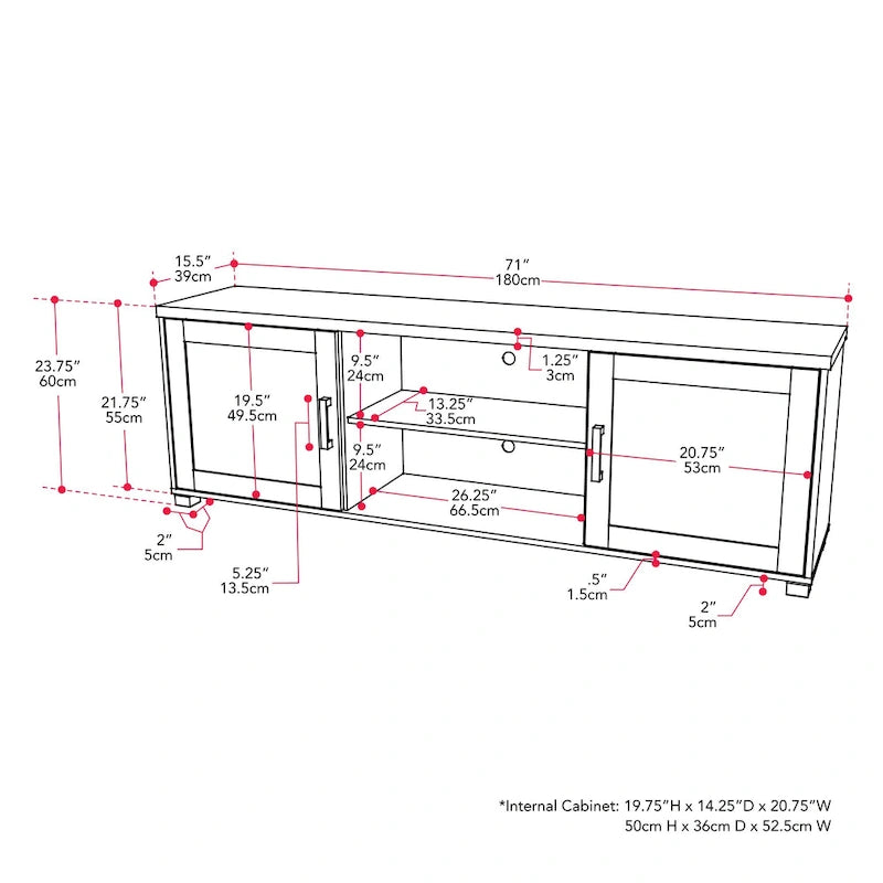Virlomi TV Stand with Doors, TVs up to 85