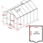 VEIKOUS Aluminum Walk-In Garden Greenhouse Kit with Adjustable Roof Vent and Lockable Door Grey