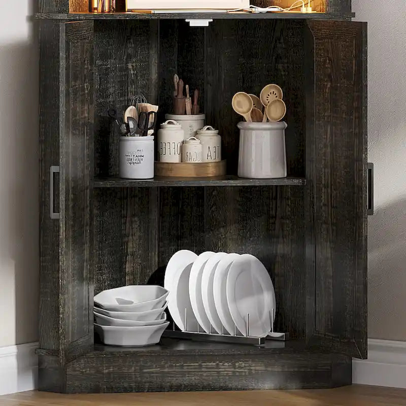 66 Tall Corner Cabinet With Led Light